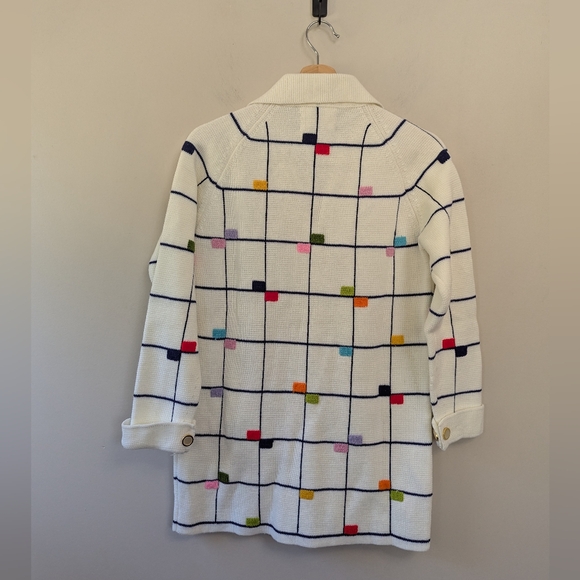 Vintage Colorful Geometric Cardigan Sweater Maximalist Grid Retro - Picture 3 of 12